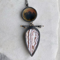 Dendritic Agate and Lace Agate Necklace with